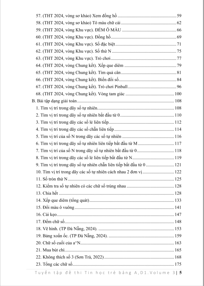 Tuyển tập đề thi Tin học trẻ Bảng A, D1. Volume 3