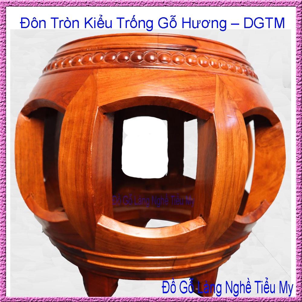 Đôn tròn kiểu trống gỗ hương hàng hoàn thiện đẹp
