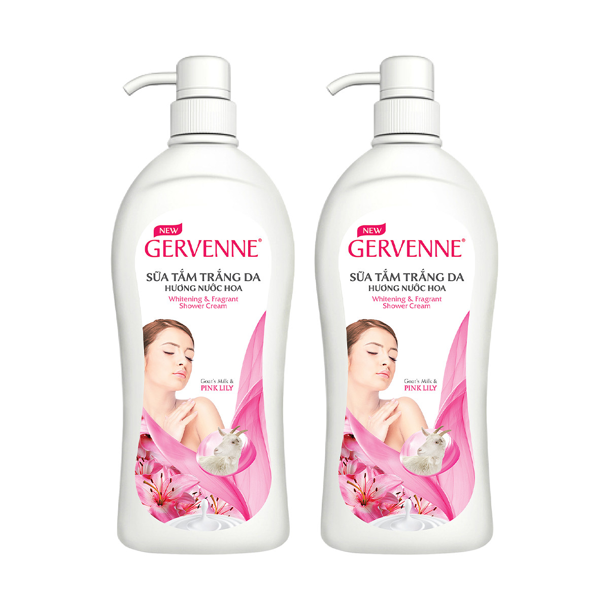 Gervenne Combo 2 Sữa tắm hương nước hoa Pink Lily (1200gr/chai)