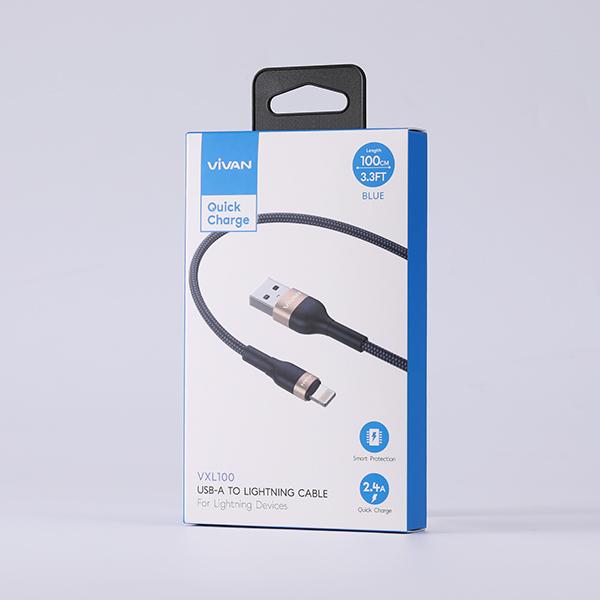 Cáp sạc và truyền dữ liệu VIVAN VXL100 1M 2.4A - Tương thích với các thiết bị Apple, sạc nhanh, Hàng chính hãng