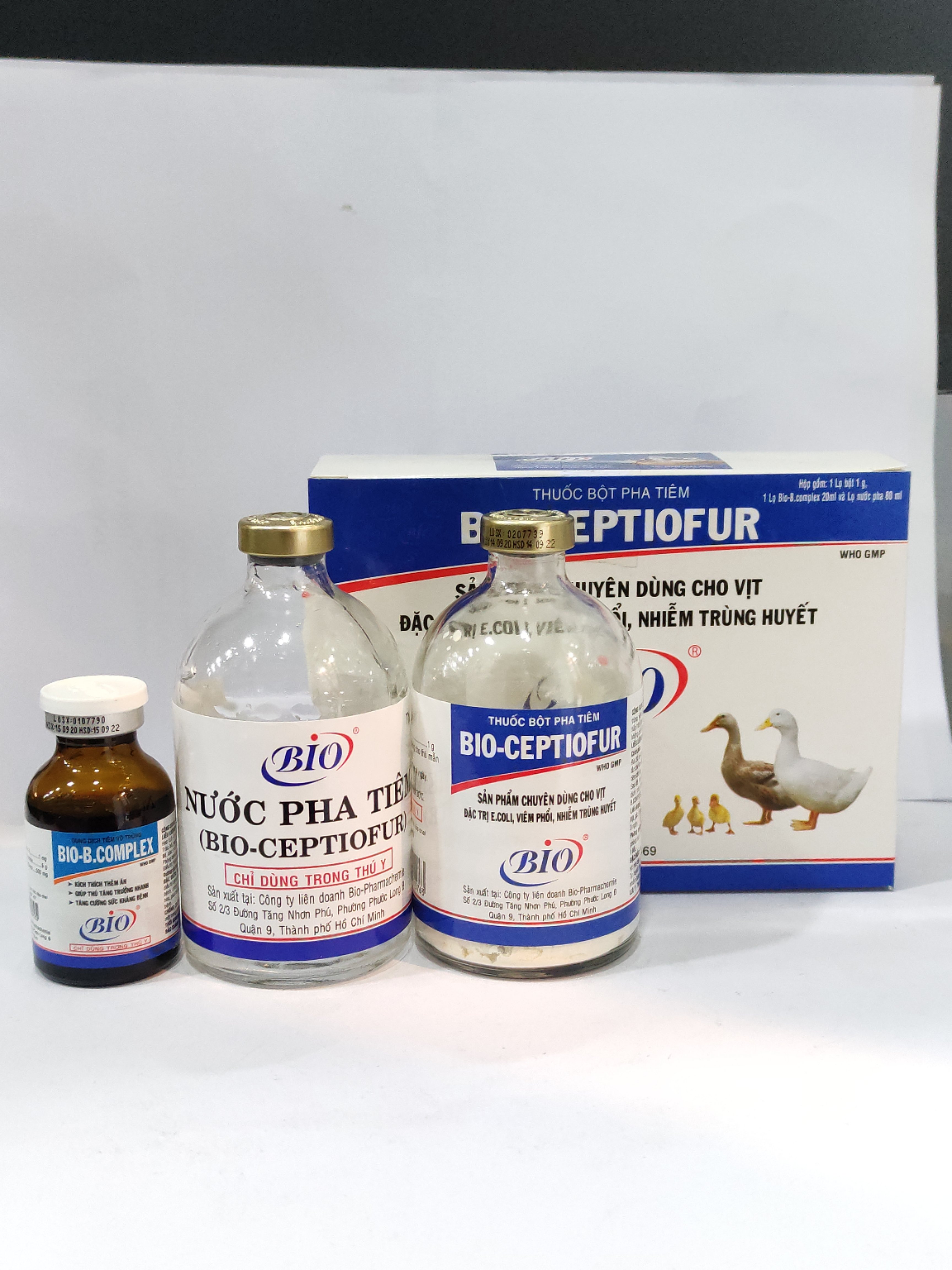 BIO CEPTIOFUR 100ML Thuốc bột pha tiêm đặc trị e.coli, viêm phổi, nhiễm trùng huyết, bại huyết trên vịt