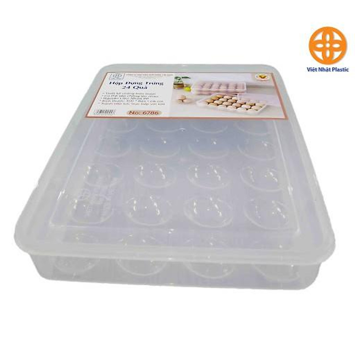 Hộp đựng trứng 24 quả - Khay nhựa đựng trứng gà, vịt để tủ lạnh có nắp đậy tiện dụng - Hàng loại 1 chính hãng