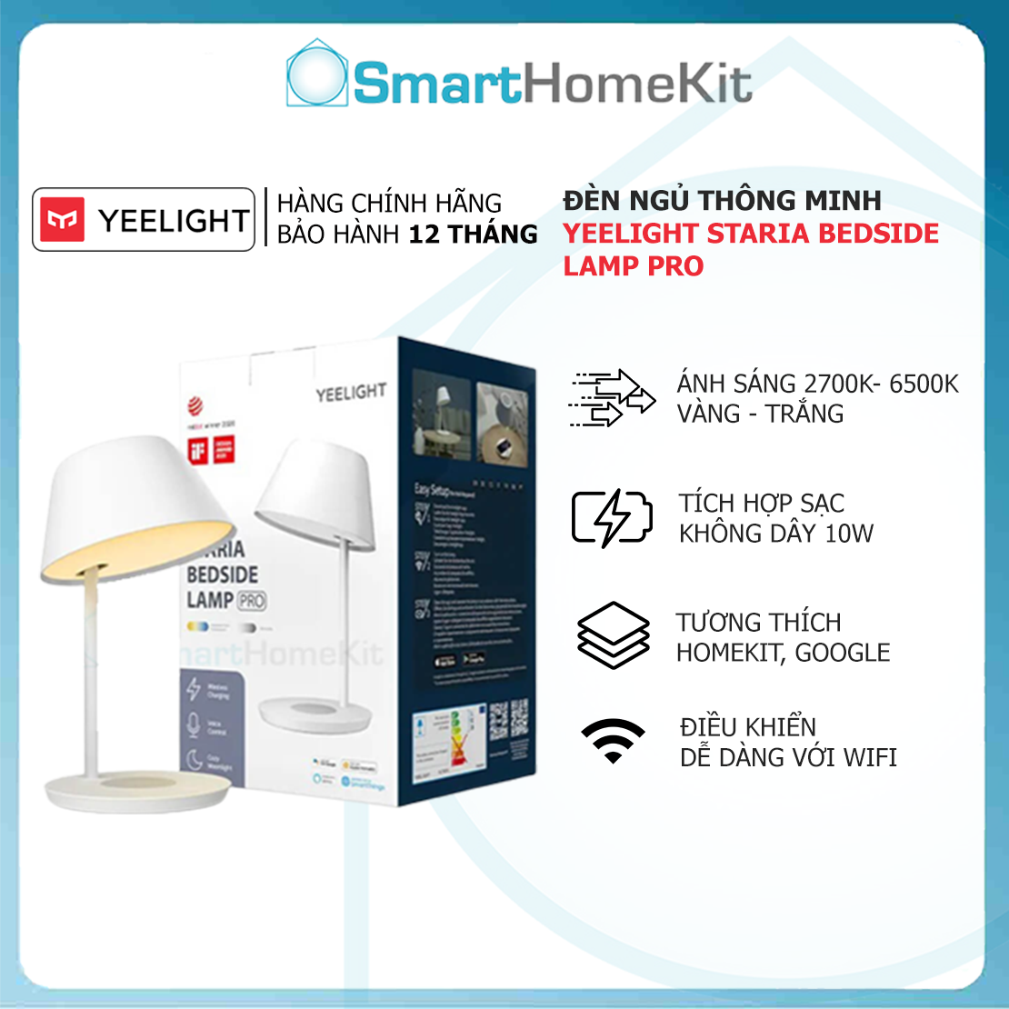 Đèn Ngủ Thông Minh Kiêm Sạc Không Dây Yeelight Staria Pro YLCT03YL – Hỗ Trợ Cho Apple Homekit - Hàng Chính Hãng