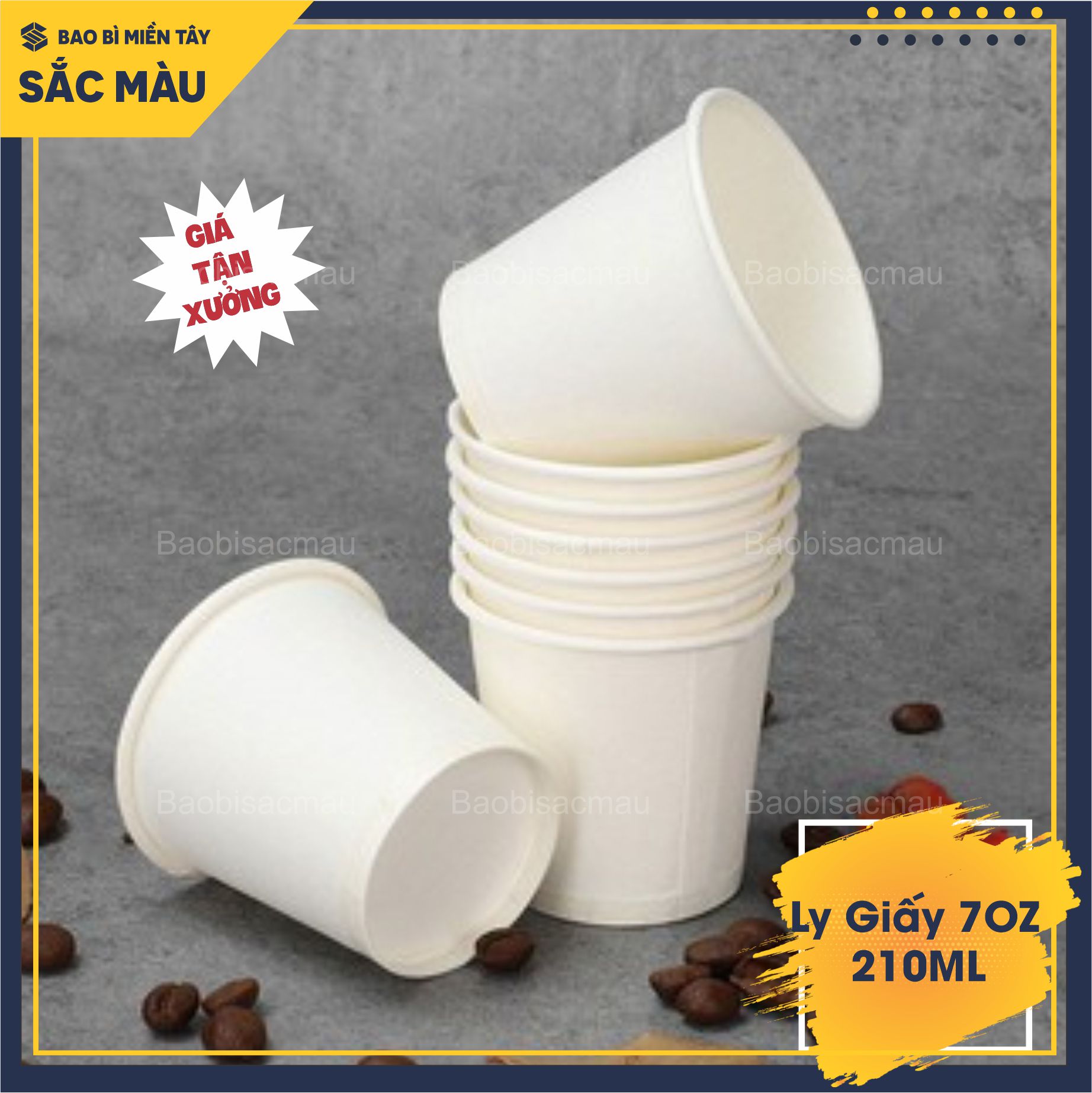 Sỉ 50 cốc giấy/ ly giấy uống nước văn phòng 7oz dung tích 210ML