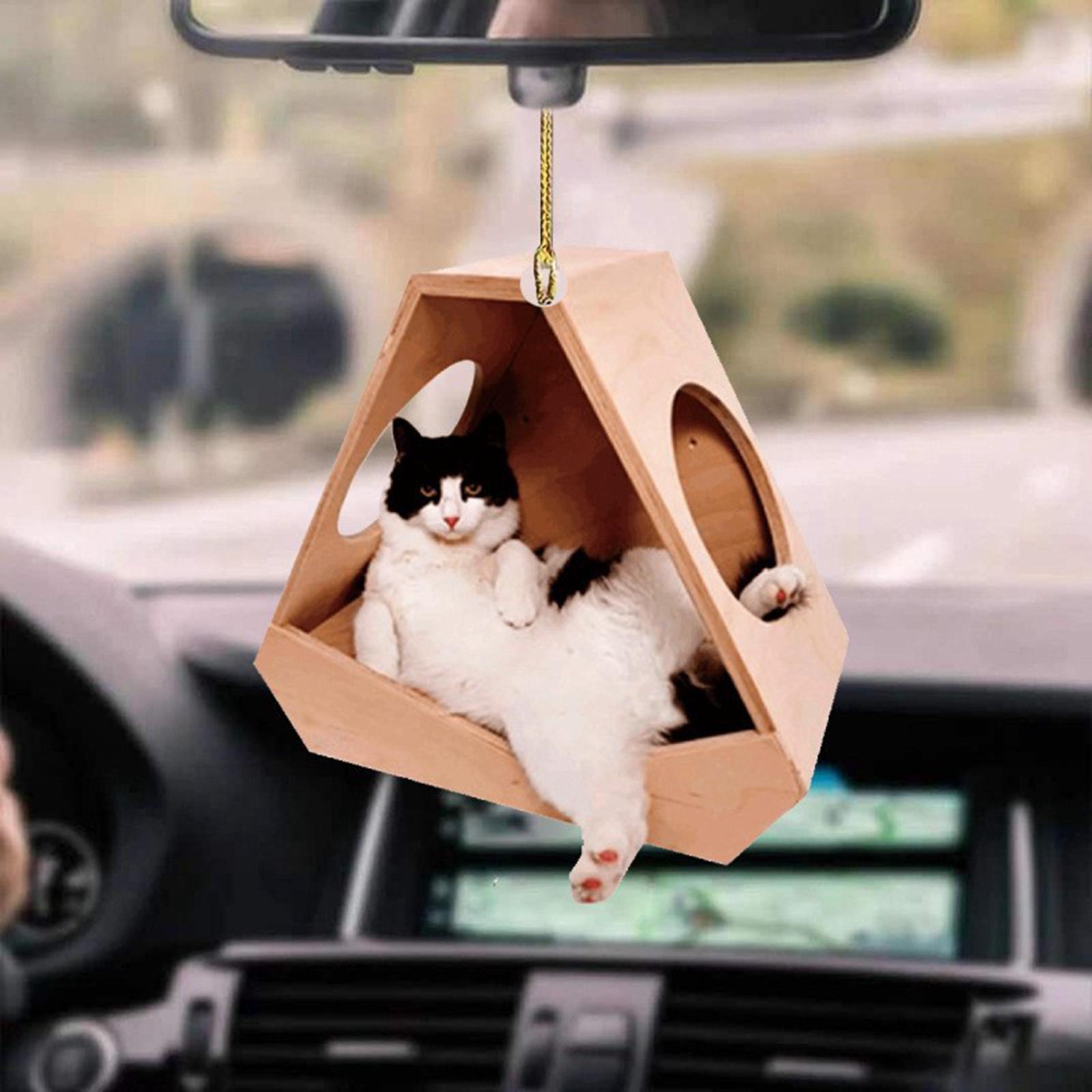 Car Pendant Funny Cat Figurine Decor Accessory for Table Windows Doors 2pcs