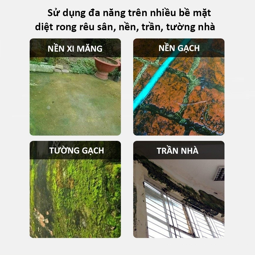 Bột Tẩy Diệt Rong Rêu Trên Nền Xi Măng, Nền Gạch, Diệt Mốc Trần, Tường Nhà Gói 500Gr