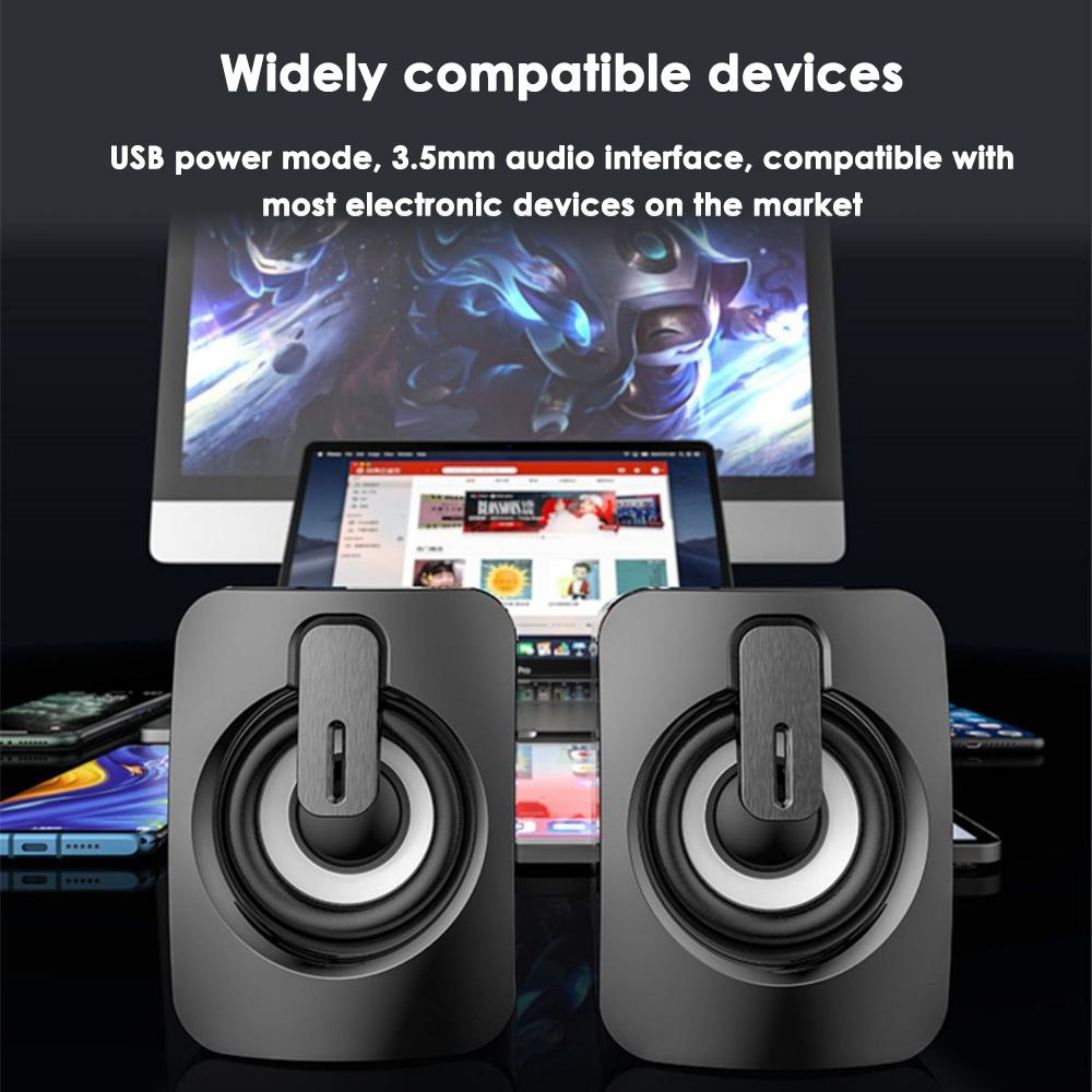 Dành cho máy tính để bàn Loa siêu trầm USB cho Rgb Pc Hộp âm thanh Máy tính để bàn Văn phòng Máy tính xách tay tại nhà Micrô đa phương tiện Loa máy tính Màu sắc: đen Không phát ra