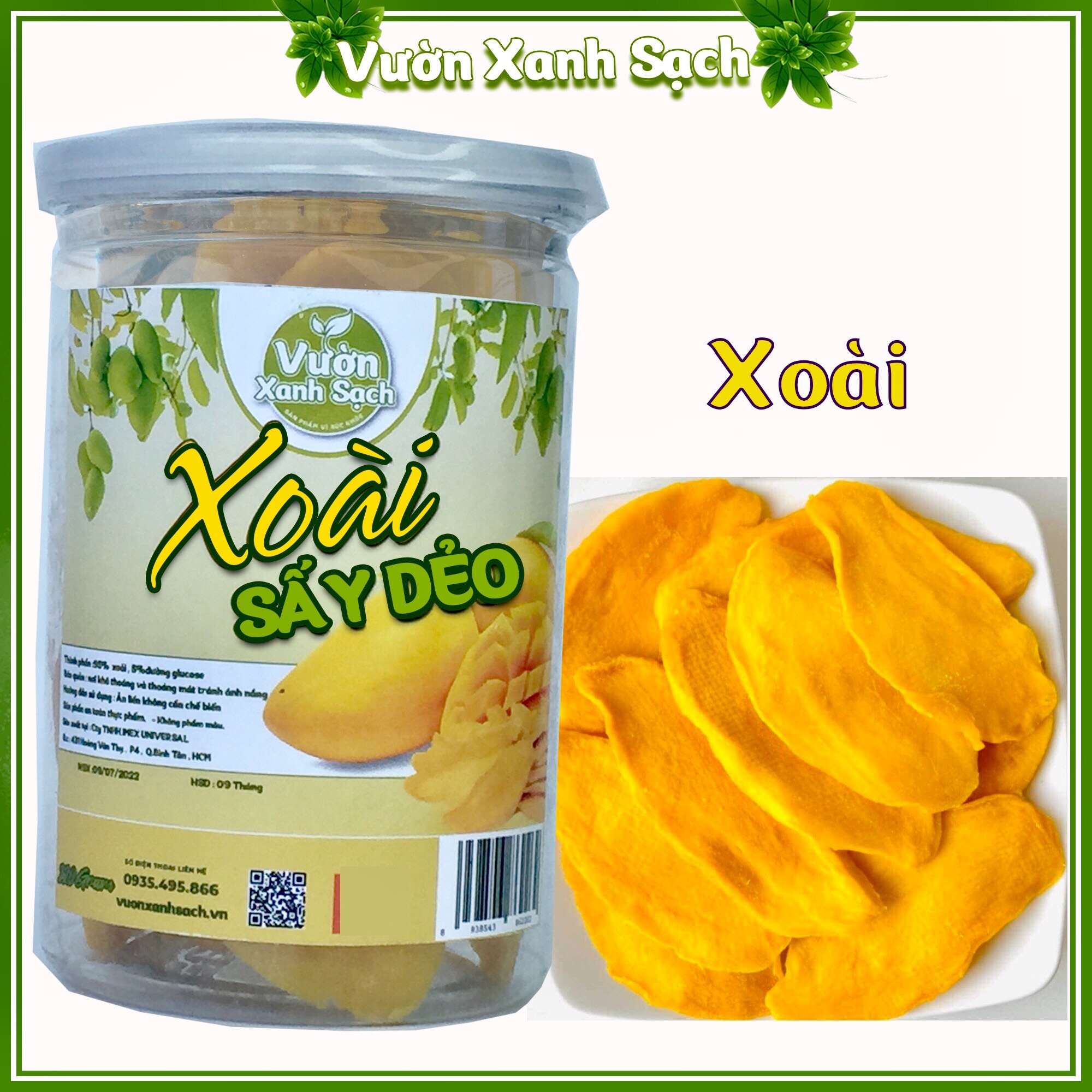 Xoài sấy dẻo / trái cây ép  /Vườn Xạnh Sạch / 240g