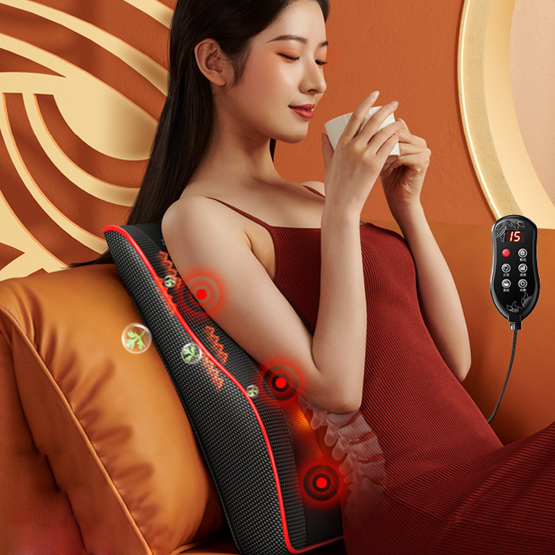 Gối massage cổ vai gáy cao cấp - Máy matxa lưng đa năng 20 bi lăn hồng ngoại có bẳng điều khiển thông minh, bh 3 năm