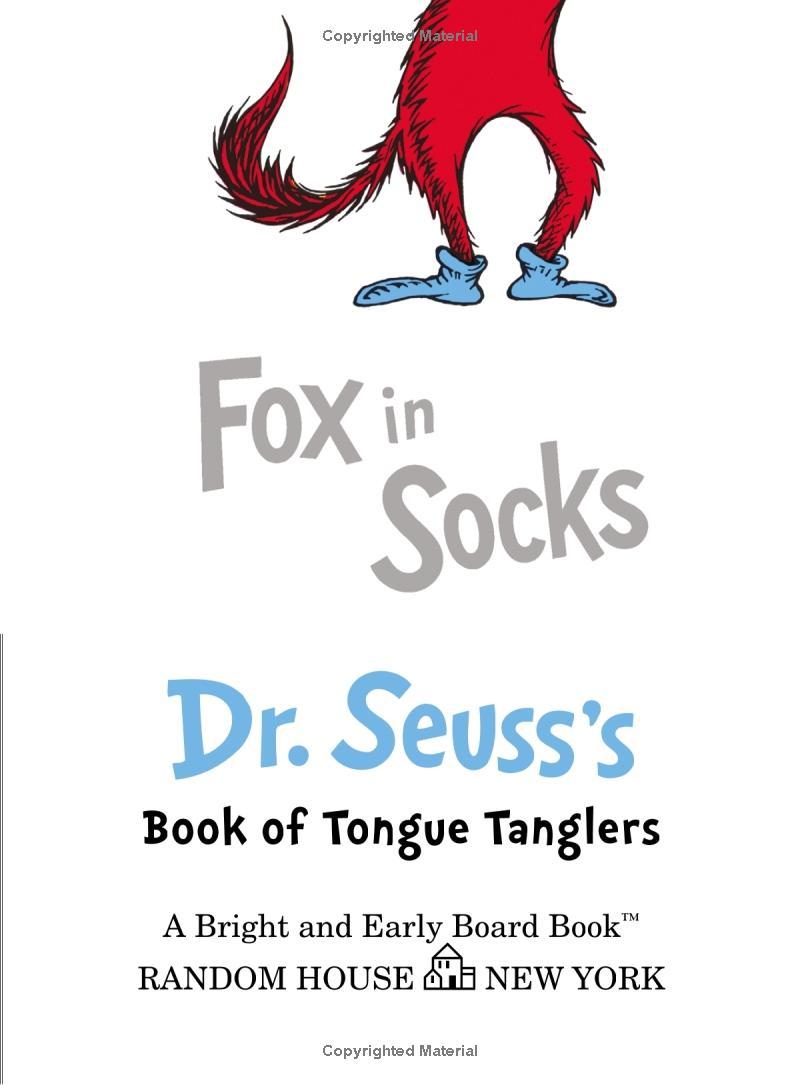 Fox In Socks Dr. Seuss's Book Of Tongue Tanglers (Bright And Early Board Books)