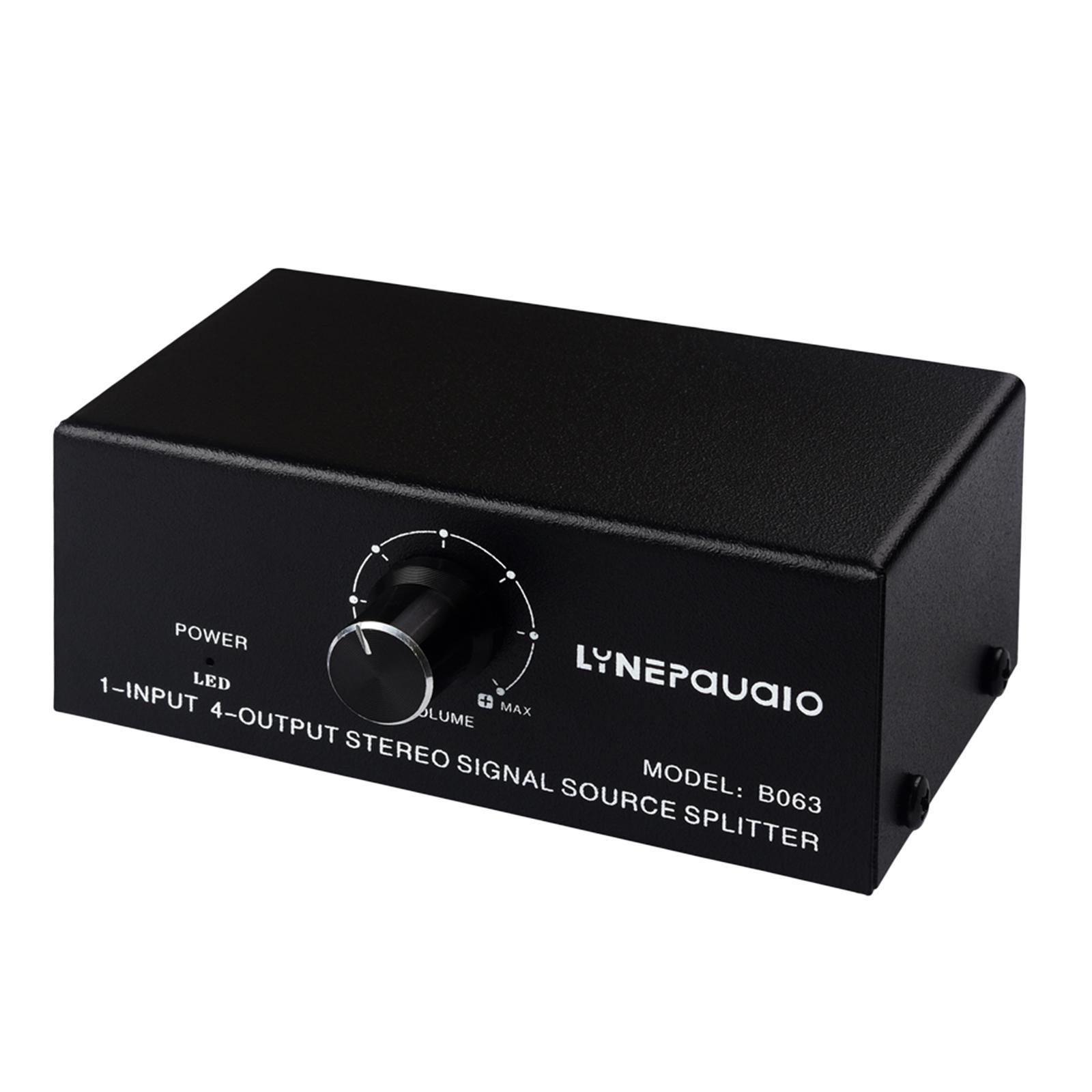 1 in 4 Out RCA Stereo Audio Switch with Volume Controller Composite Selector