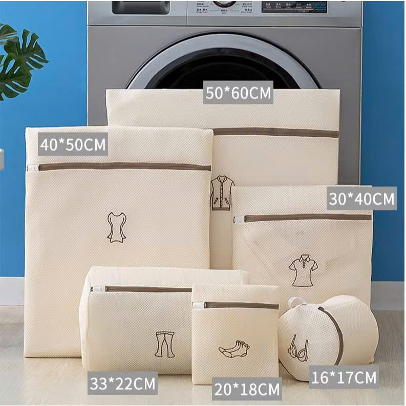 Set 6 Túi Giặt Quần Áo Lưới 3D Siêu Bền, Thoát Nước, Chống Nhăn Cho Máy Giặt - HÀNG CHÍNH HÃNG MINIIN