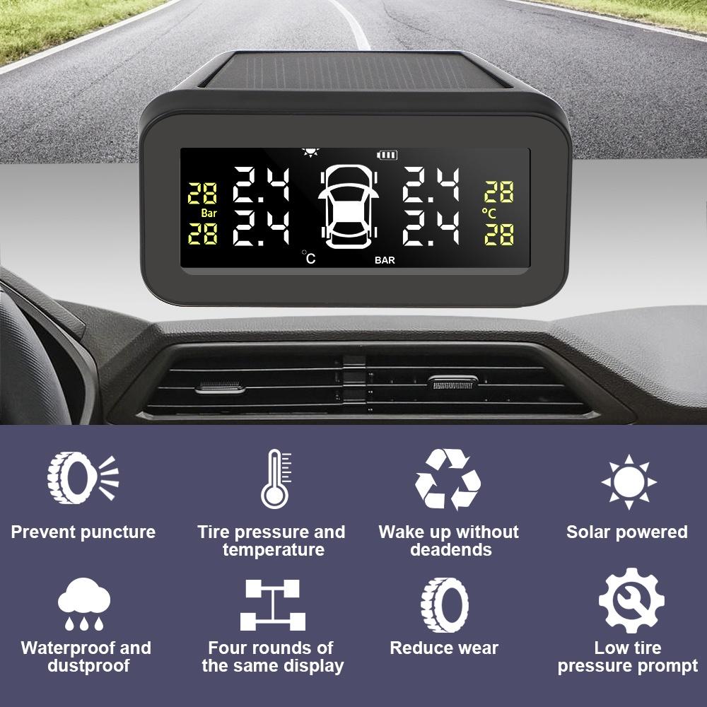 Hệ thống giám sát áp suất lốp xe hơi TPMS màn hình LCD cảm biến nhiệt độ