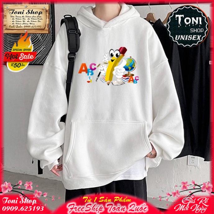 ÁO HOODIE ABC BÚT CHÌ Nỉ Ngoại Cao Cấp - In Pet Siêu Bền Siêu Đẹp (HD6040 - Kèm Ảnh Thật) (TONI SHOP