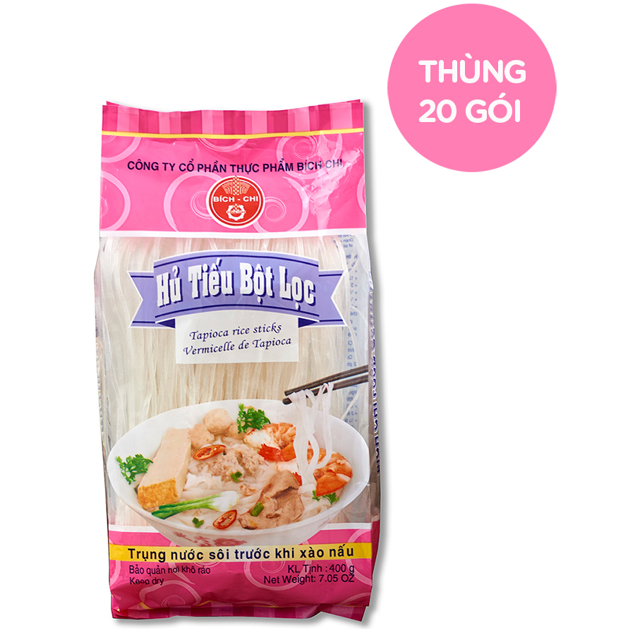 Thùng 20 Gói Hủ Tiếu Bột Lọc Bích Chi (400g/Gói)