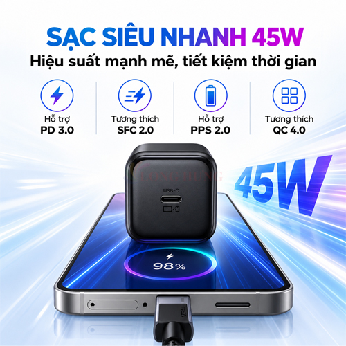 Cốc sạc Ugreen GaN 1C 45W X524 65050B - Hàng chính hãng