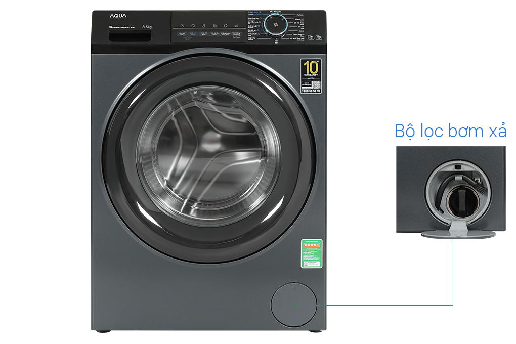 Máy giặt Aqua Inverter 8.5 kg AQD-A852J.BK - AQD-A852J(BK) - Hàng chính hãng - Chỉ giao HCM