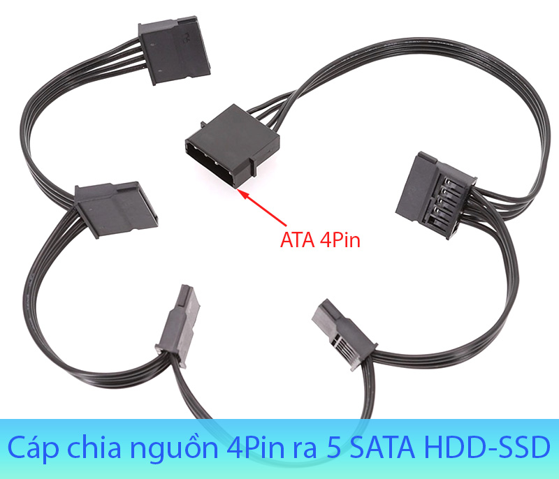 Cáp Chuyển 4pin sang 5 Cổng Sata