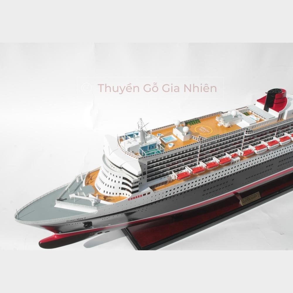 Mô Hình Thuyền Gỗ Trang Trí Phong Thủy Dạng Thuyền Du Lịch QUEEN MARY PAINTED Chính Hãng, Hàng Xuất Khẩu Chất Lượng Cao