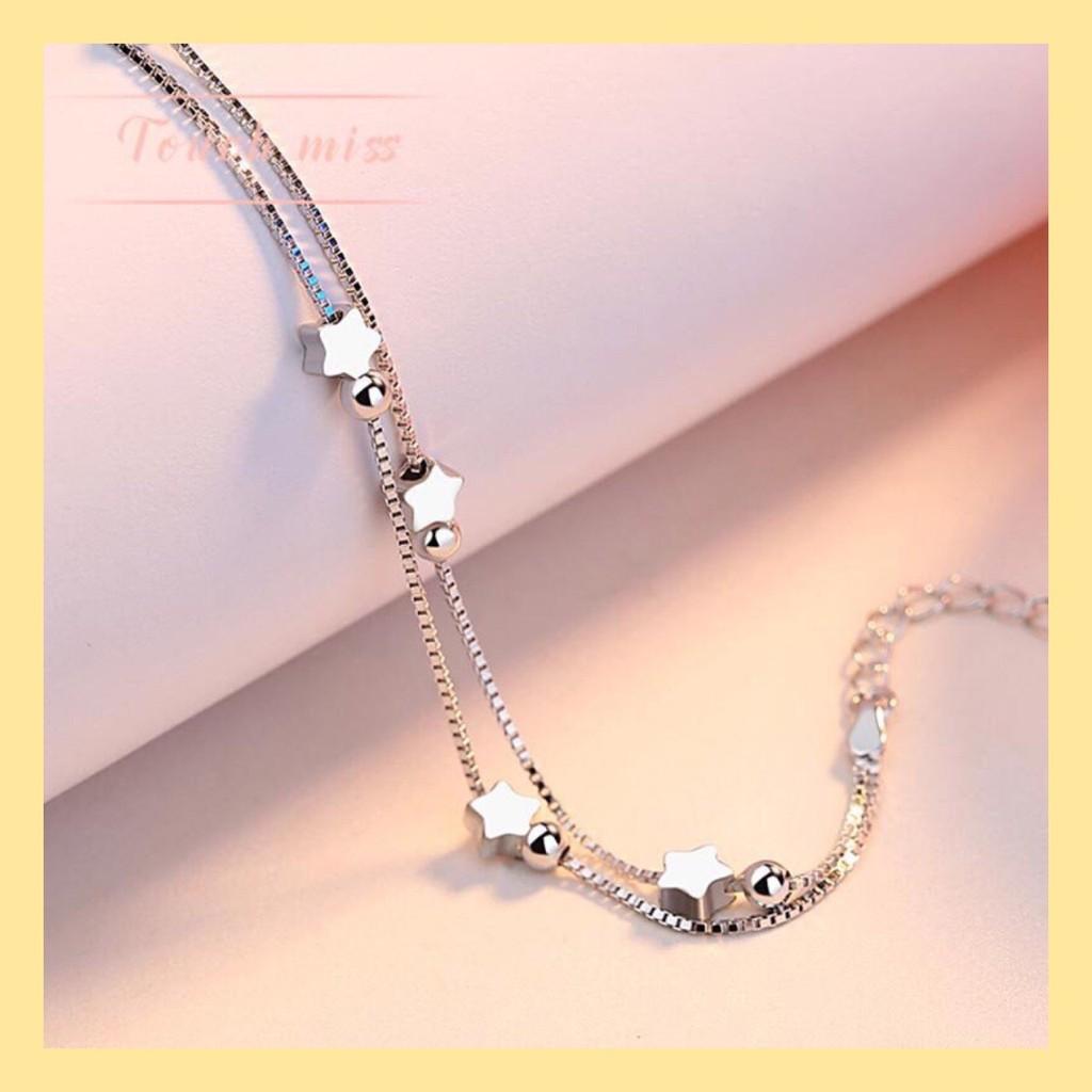 Lắc Chân Bạc Nữ Vòng Chân Bạc Ý S925 Mạ Bạch Kim Cao Cấp Hình Hạt Ngôi Sao - NT Silver