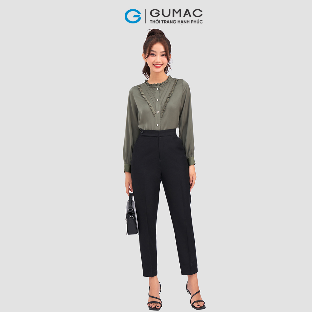 Áo kiểu GUMAC AC10083 xếp ly V bèo nữ tính