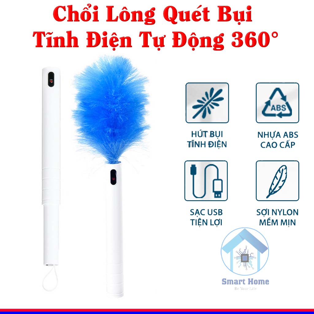 Chổi Lông Quét Bụi Tĩnh Điện Tự Động 360° LongTime Vệ Sinh Đa Năng Vệ Sinh Nhà Cửa , Nội Thất Ô Tô - Hàng Chính Hãng