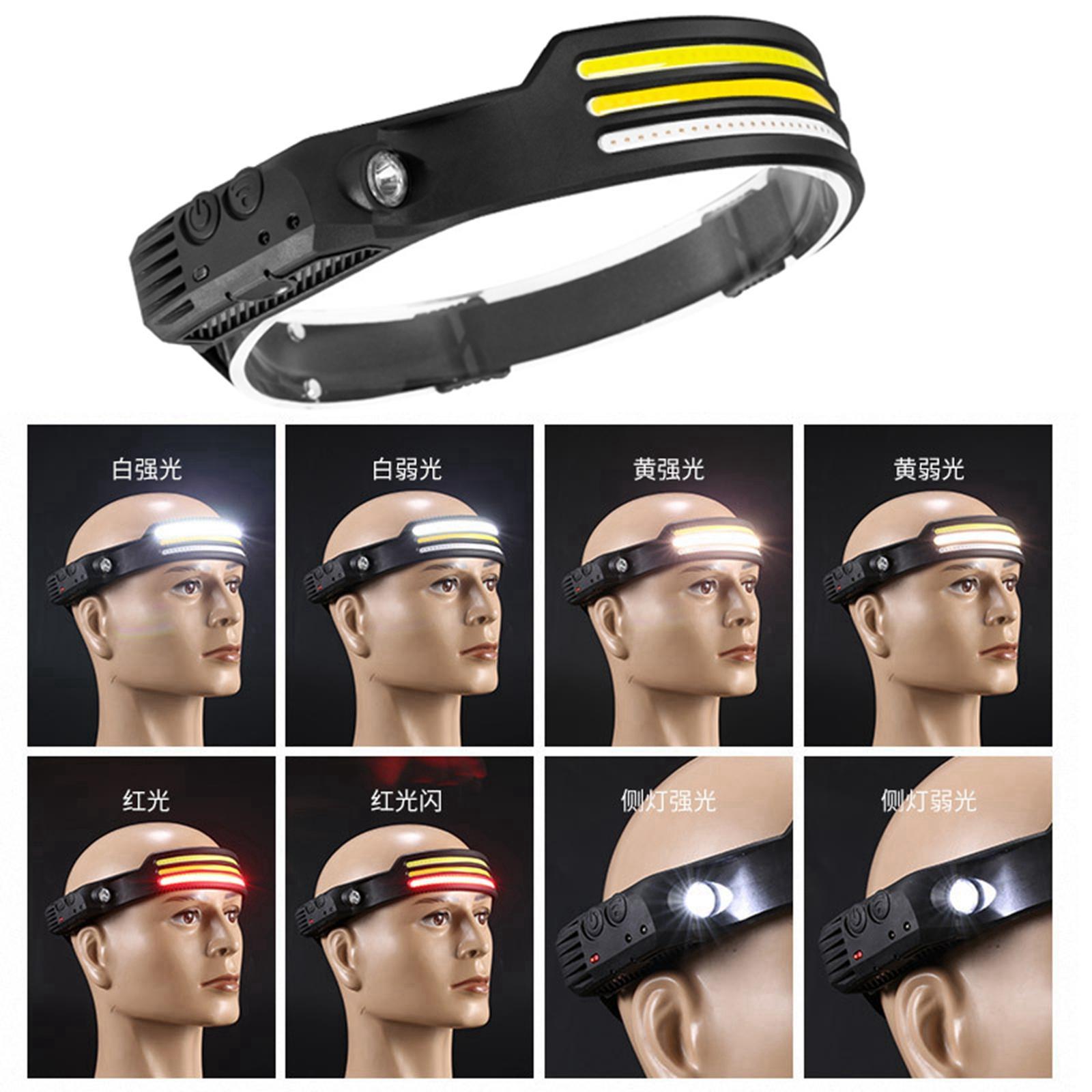 Waterproof LED Headlamp Broadbeam USB Flashlight for Running Jogging Climbing Emergency