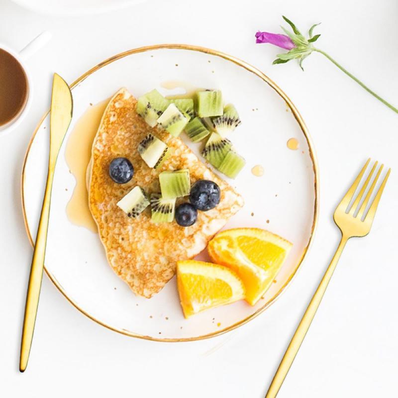 Mới Thép Không Gỉ Vàng Bộ Dao Kéo 30 Cái/bộ Bít Tết Bộ Dao Muỗng Nĩa Thìa Nhà Bếp Ăn Tối Phòng Ăn Bữa Tối Đồ Ăn