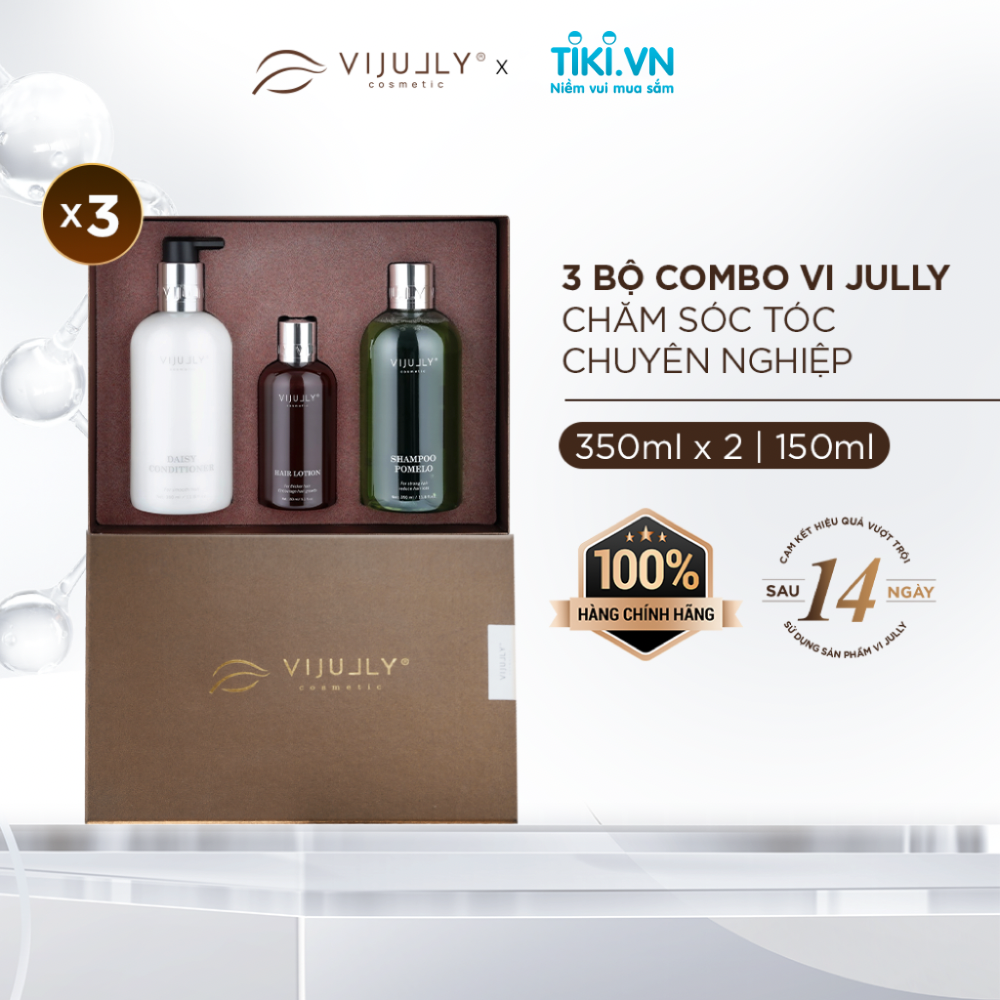 [COMBO 3 BỘ SP] Bộ sản phẩm: Dầu Gội Bưởi , Kem Xả Dừa và Tinh dầu bưởi VIJULLY Cao Cấp