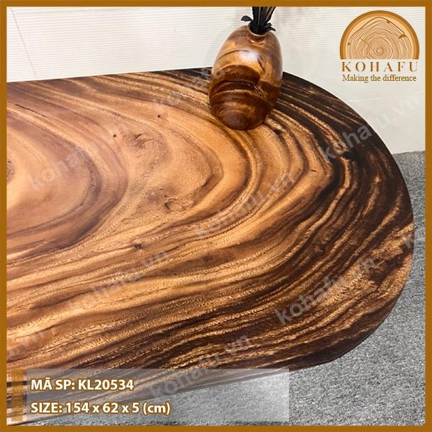 Bàn Oval Gỗ Me Tây Nguyên Tấm Dài 1.54m
