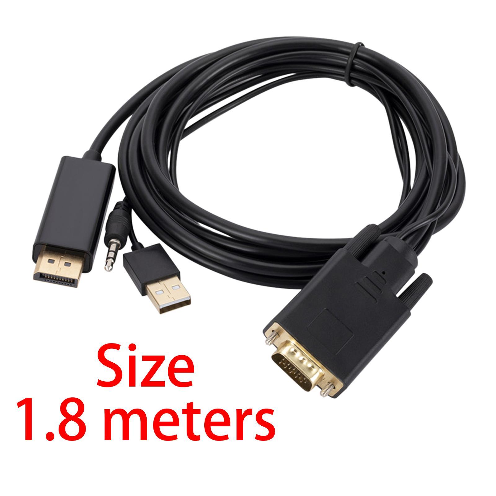VGA to DP Cable, Male to Male Connection Adapter, Video 1080P 1.8M Converter for Monitor PC Laptop Computer