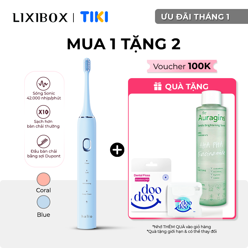 Bàn Chải Điện Halio Sonic SmartClean Electric Toothbrush Công Nghệ Sóng Âm Sạch Sâu