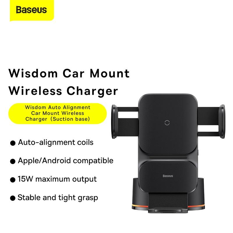 Bộ Đế Giữ Điện Thoại Tích Hợp Sạc Không Dây Baseus Wisdom Auto Alignment Car Mount Wireless Charger（QI 15W)  (Hàng chính hãng)