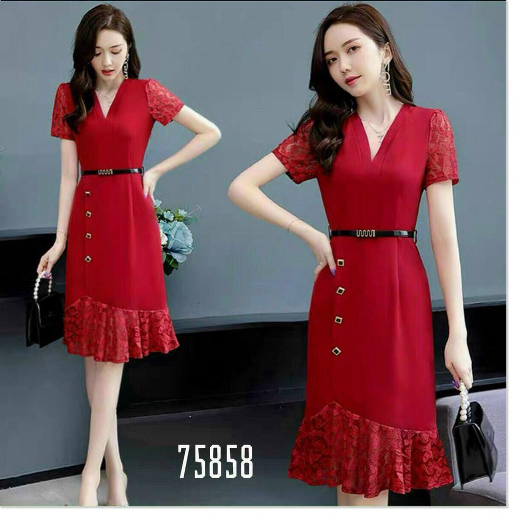 ĐẦM VOAN LỤA ÔM NỮ SIÊU XINH KÈM NỊT TÔN DÁNG CHO QUÝ CÔ THỜI TRANG LANO STORE