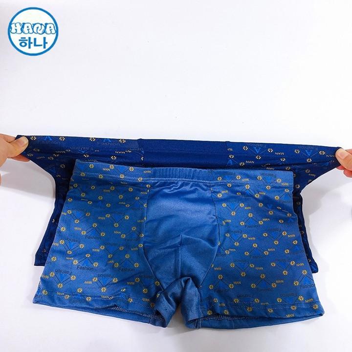 Combo 3 Quần lót nam đùi boxer lụa sữa cao cấp siêu mềm mịn siêu thoáng khí BIG SIZE SIZE LỚN (80 ĐẾN 135 KG)quan chip