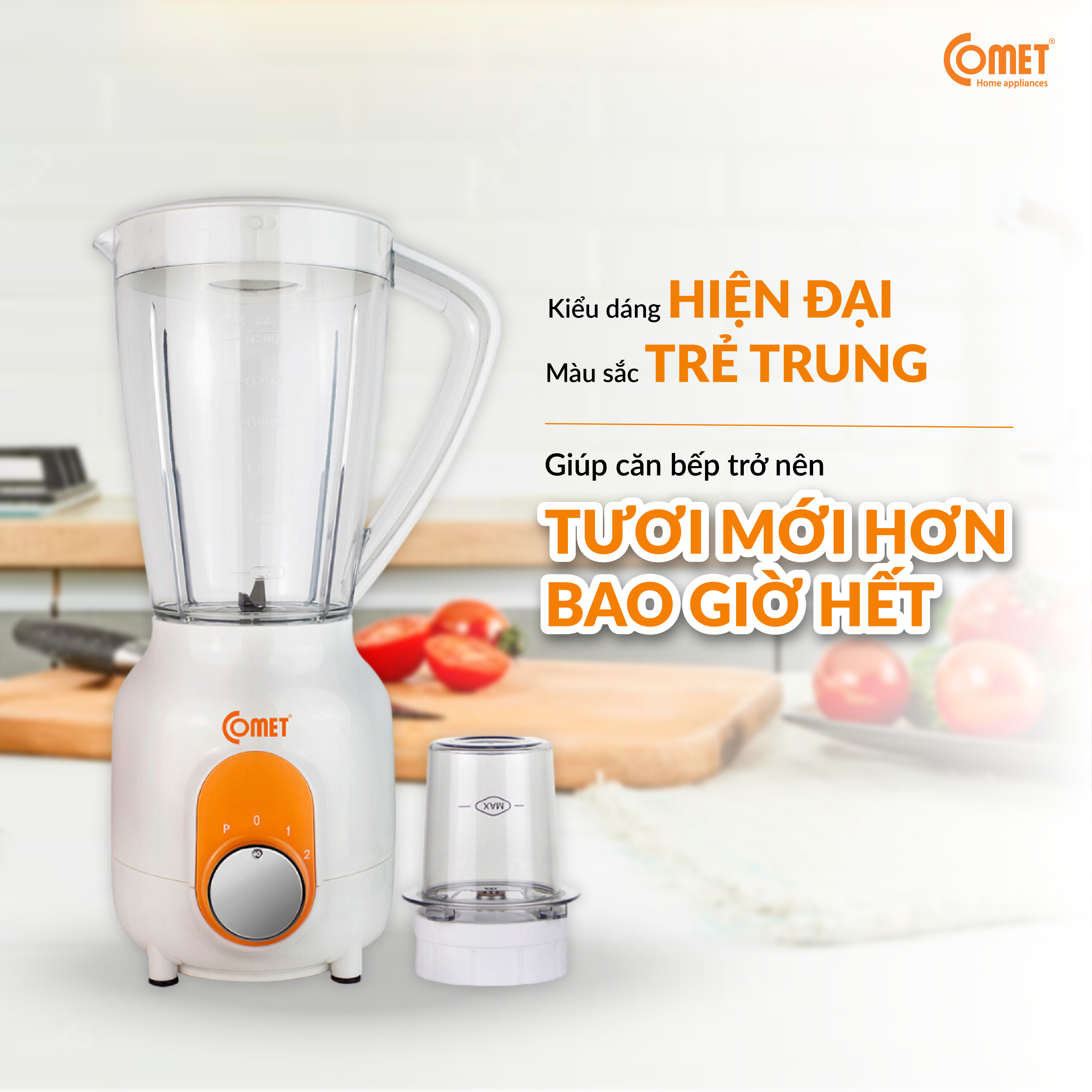 Máy xay sinh tố cối nhựa kháng vỡ 450W COMET - CM9955 - Hàng Chính Hãng