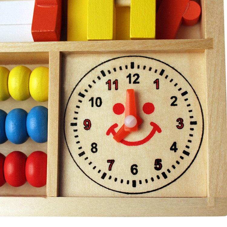 Đồ chơi gỗ toán học - Bảng tính đồng hồ đa năng cho bé học số, học toán và học xem giờ