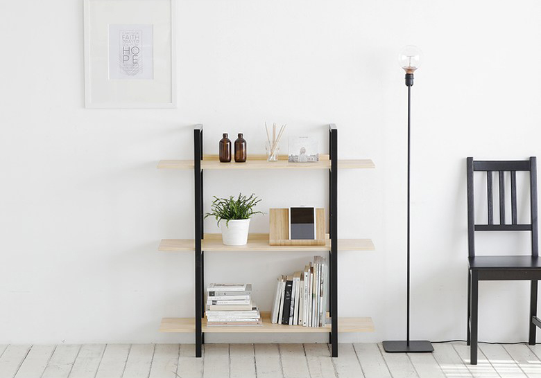 KỆ SÁCH HÀN QUỐC 3 TẦNG MÀU ĐEN PHỐI GỖ - BILON BOOK SHELF BLACK NẢTURAL