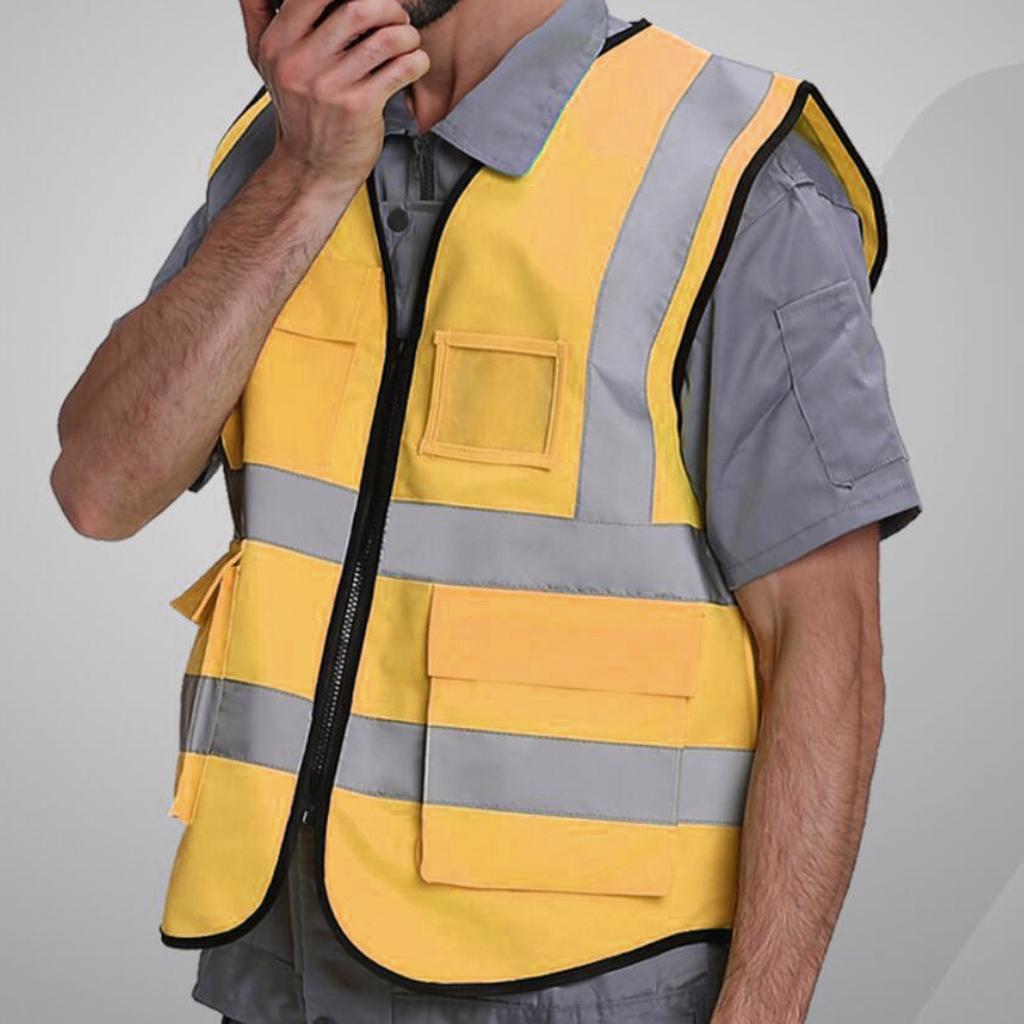 3pcs Reflective Safety Vest Waistcoat Clothing With L XL XXL Golden