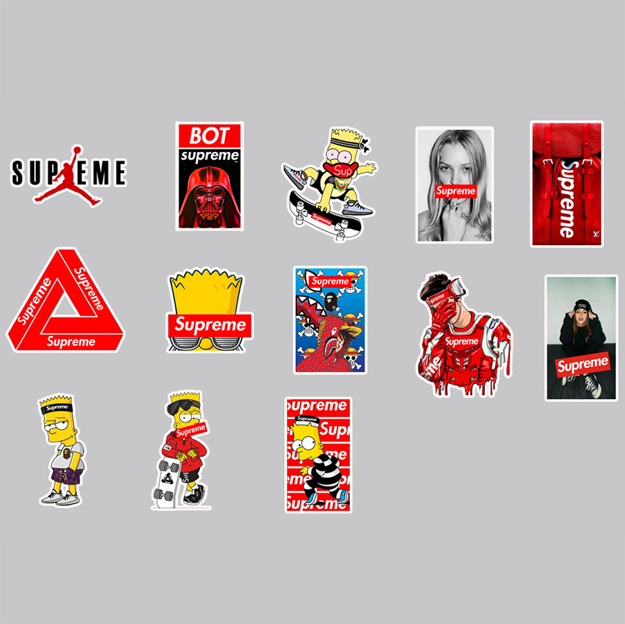 Bộ 50 Miếng Dán Sticker Supreme Hoạt Hình