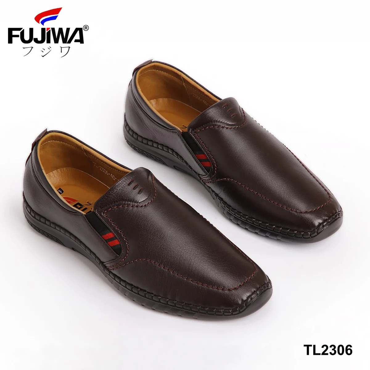 Giày Lười Nam Da Bò Fujiwa - TL2306. Da bò cao cấp, đế cao su tạo độ bám tốt, bền bỉ theo thời gian