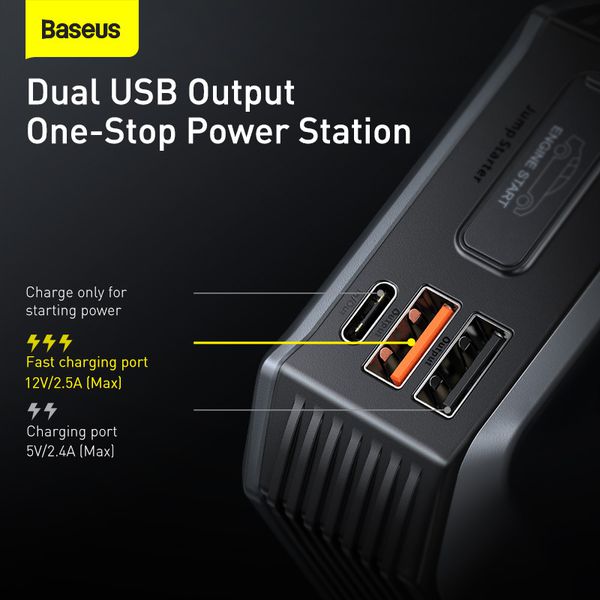 Bộ kích nguồn dùng cho ô tô Baseus Super Energy Max Car Jump Starter, 20000mAh kiêm sạc dự phòng- hàng chính hãng