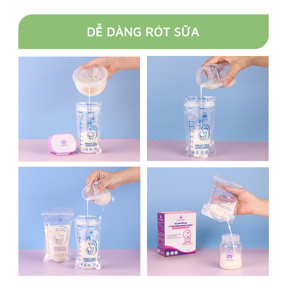 Combo Bình Trữ Sữa và Túi Trữ Sữa Mama’s Choice, Bảo Quản và Trữ Sữa Mẹ, Kiểm Định An Toàn Quốc Tế Bureau Veritas