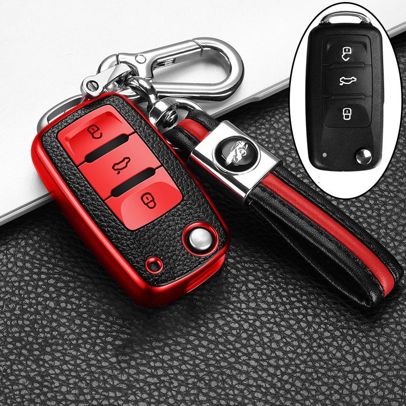 Bao Da Chìa Khóa Xe Hơi Volkswagen Vw Polo Tiguan Passat B5 B6 B7 Golf Eos Scirocco Beetle Touran Touareg Lavida Jetta Mk6 Octavia