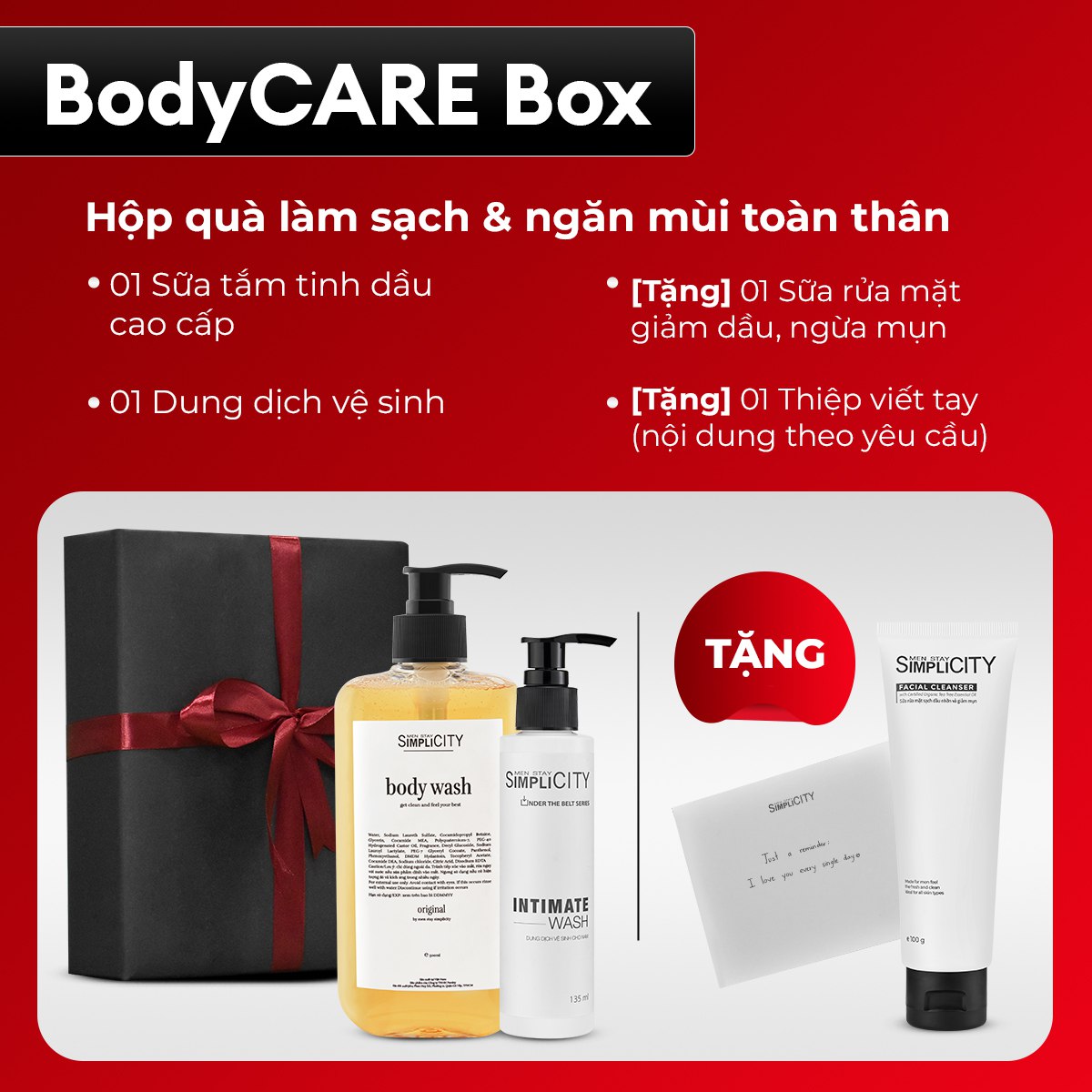 Bộ quà tặng chăm sóc da Men Stay Simplicity Skincare Box &amp; Bodycare Box