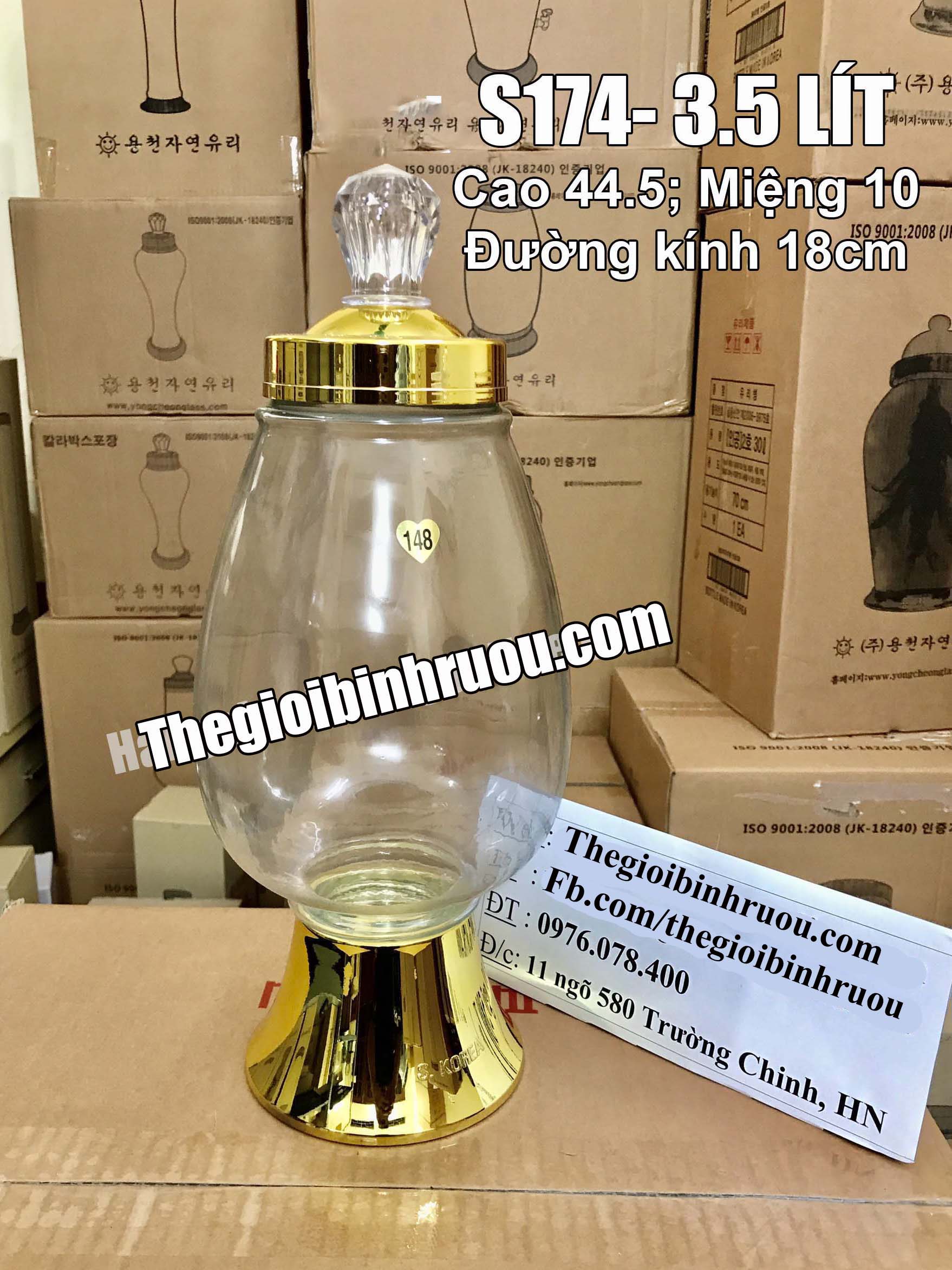 Bình thủy tinh ngâm sâm Hàn Quốc 3,5 lít