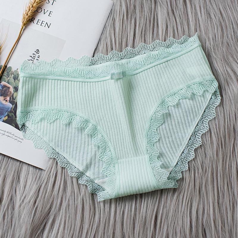 Set 10 quần lót nữ cotton gân tăm kháng khuẩn viền ren sexy QL05
