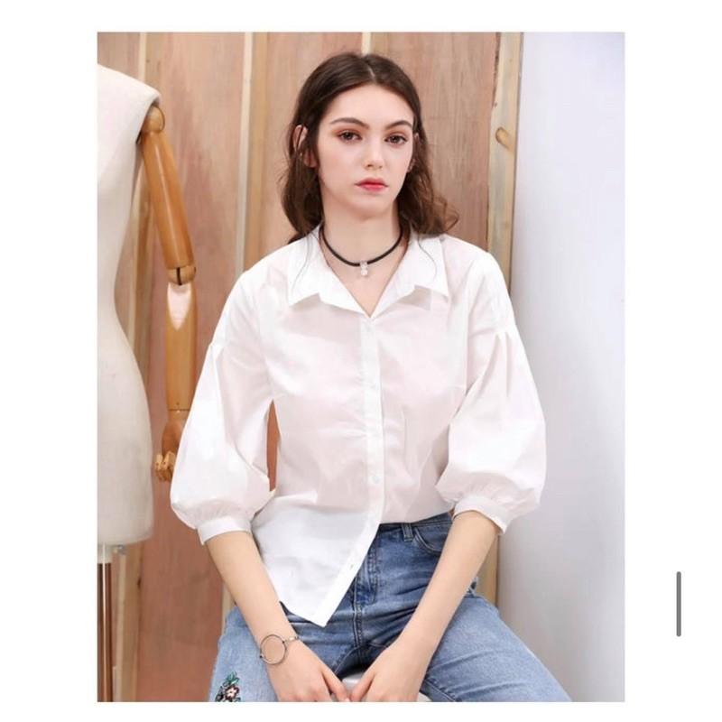 Áo sơ mi cổ đức tay bồng siêu cá tính