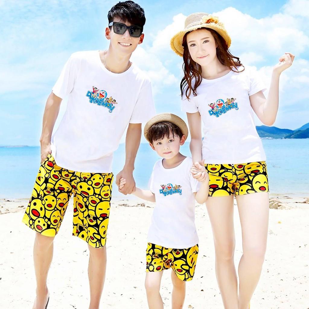 Áo thun gia đình đẹp in nhân vật truyện doraemon dễ thương cao cấp