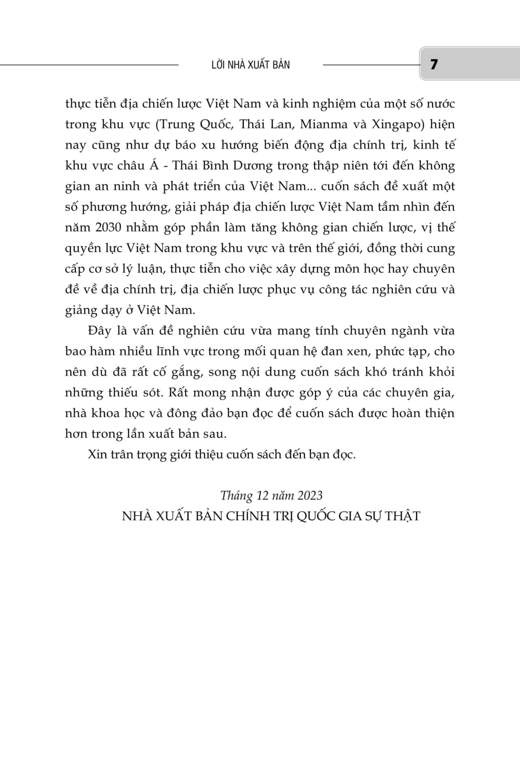 Địa chiến Việt Nam tầm nhìn 2030. Những vấn đề lý luận, thực tiễn và thích ứng chính sách (Xuất bản lần thứ 2)